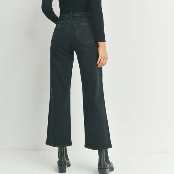 Just Black Denim The Uncut Straight Leg Jeans in Washed Black - Picture 3 of 8